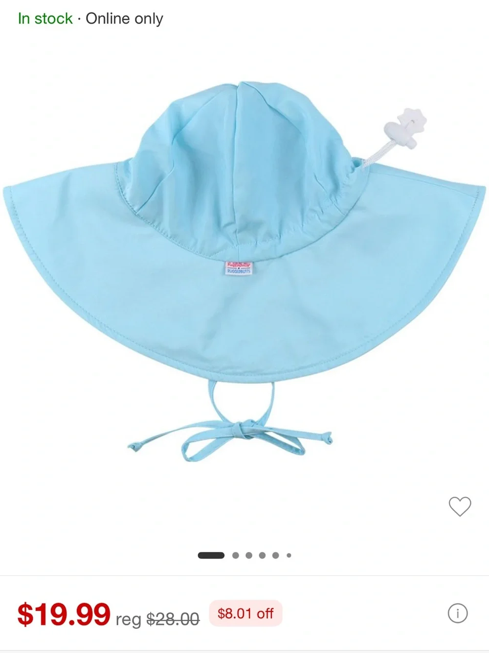 Rugged Butts Light Blue Kids Sun Hat with Chin Ties